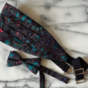Paisley Silk Cummerbund and Bow Tie